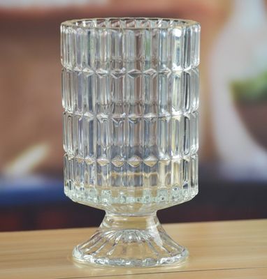 quality Heavy Duty Foot Pillar Glass Candle Holders , Clear Glass Candle Holders As Flower Vase factory