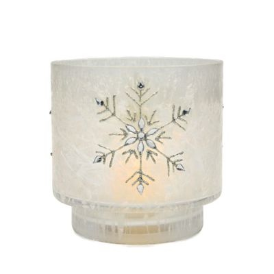 quality Snow Flake Glass Candle Holders factory