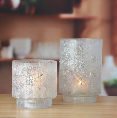 quality Snow Flake Glass Candle Holders factory