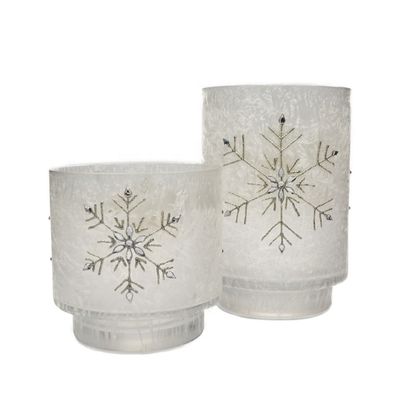 quality Snow Flake Glass Candle Holders factory