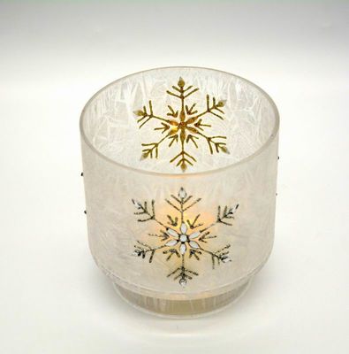 quality Snow Flake Glass Candle Holders factory