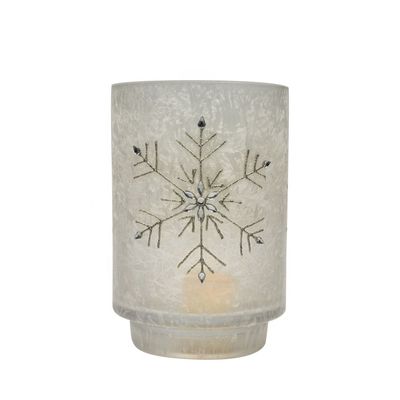 quality Snow Flake Glass Candle Holders factory