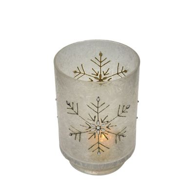 quality Snow Flake Glass Candle Holders factory