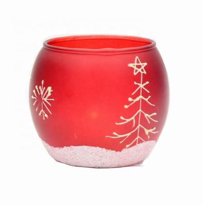 quality Handpainted Christmas Snowflake Glass Cylinder Candle Holders factory