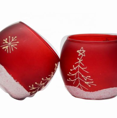 quality Handpainted Christmas Snowflake Glass Cylinder Candle Holders factory