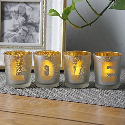 quality Electroplated Matte Glass Candle Holders With Morden Pattern factory