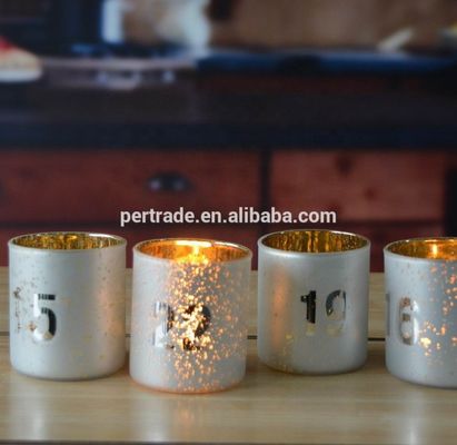 quality Electroplated Matte Glass Candle Holders With Morden Pattern factory