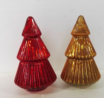quality Handblown LED Holiday Glass Candle Holders Christmas Tree Pattern factory