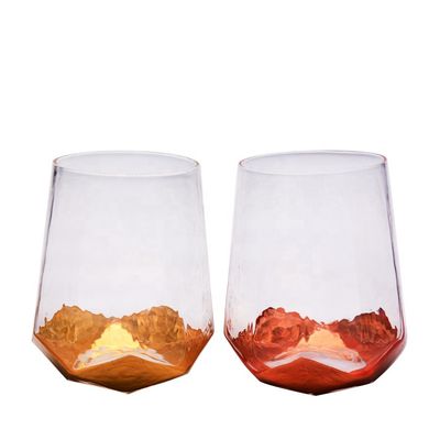 quality Customize Stemless Gold Foil Decorated Crystal Wine Glass factory
