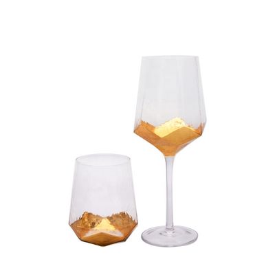 quality Customize Stemless Gold Foil Decorated Crystal Wine Glass factory
