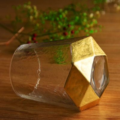 quality Customize Stemless Gold Foil Decorated Crystal Wine Glass factory