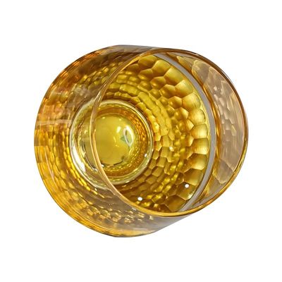 quality 400ml Hand Cut Gold Honeycomb Crystal Wine Glasses factory
