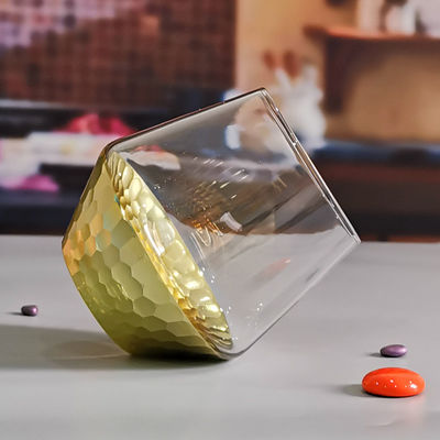 quality 400ml Hand Cut Gold Honeycomb Crystal Wine Glasses factory