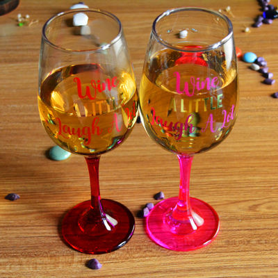 quality 340ml Crystal Wine Glass With Funny Fonts Decal Decoration factory