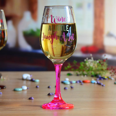 quality 340ml Crystal Wine Glass With Funny Fonts Decal Decoration factory