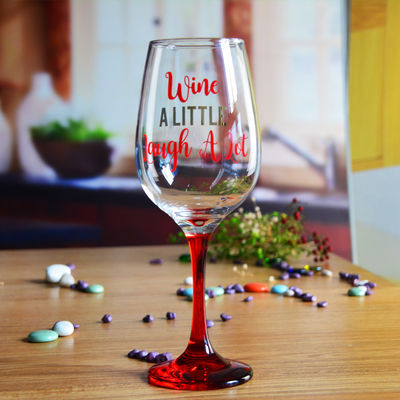 quality 340ml Crystal Wine Glass With Funny Fonts Decal Decoration factory