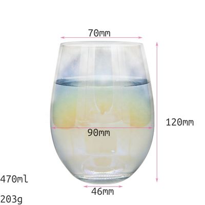 quality Ion Plated Rainbowl 16 Oz Stemless Wine Glass , Antique Crystal Wine Glasses factory
