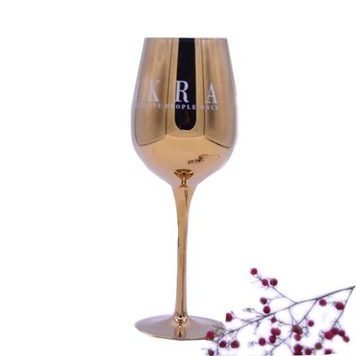 quality Gold Plated 16oz Crystal Wine Glass With Decal Logo For Gift factory