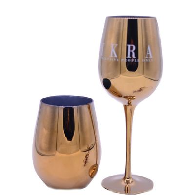 quality Gold Plated 16oz Crystal Wine Glass With Decal Logo For Gift factory