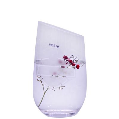 quality Bevel Oblique Edge Stemless Crystal Wine Glass With Angle Top factory