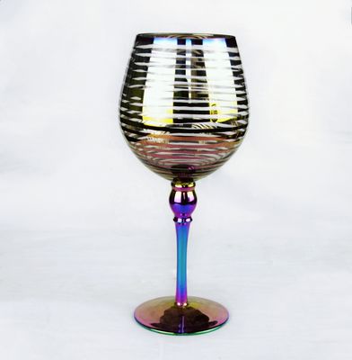 quality Laser Circles Pattern Iridescent Crystal Wine Glass With Pearl Stem factory
