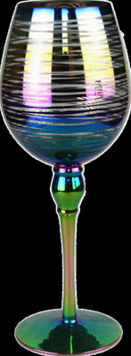 quality Laser Circles Pattern Iridescent Crystal Wine Glass With Pearl Stem factory