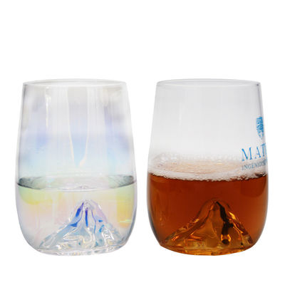 quality Ice Mountain Bottom Crystal Wine Glass With Ion Plated Irridescent factory