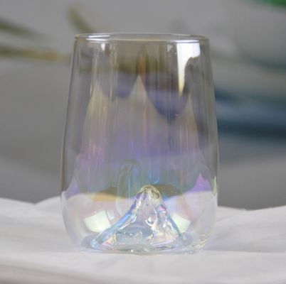 quality Ice Mountain Bottom Crystal Wine Glass With Ion Plated Irridescent factory
