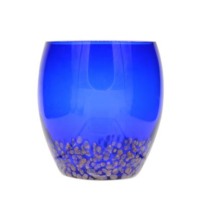 quality Handblowned Blue Rock Golden Dots Crystal Wine Glass factory
