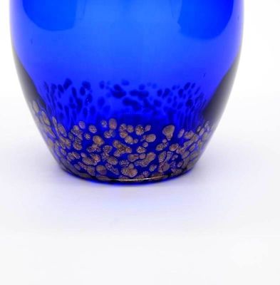 quality Handblowned Blue Rock Golden Dots Crystal Wine Glass factory