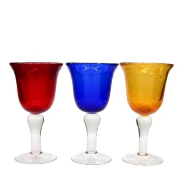 quality Handblown Solid Color Mexican Bubbles Goblet Crystal Wine Glass factory