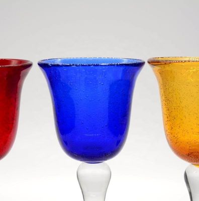 quality Handblown Solid Color Mexican Bubbles Goblet Crystal Wine Glass factory
