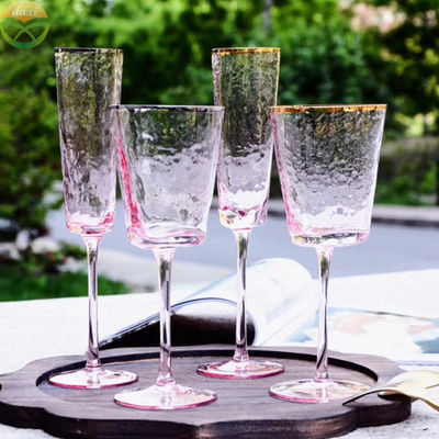 quality Hammer Texture Crystal Wine Glass In Triangle Shape factory