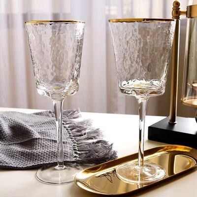 quality Hammer Texture Crystal Wine Glass In Triangle Shape factory