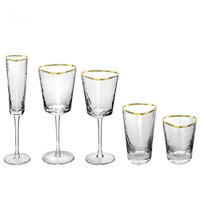 quality Hammer Texture Crystal Wine Glass In Triangle Shape factory