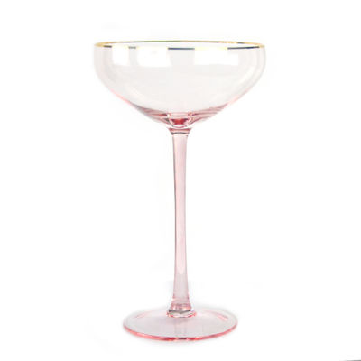 quality Gold Rim Pink Crystal Wine Glass For Holiday Party factory