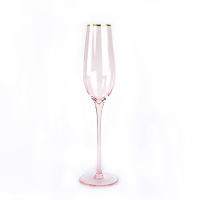 quality Gold Rim Pink Crystal Wine Glass For Holiday Party factory