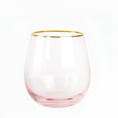 quality Gold Rim Pink Crystal Wine Glass For Holiday Party factory
