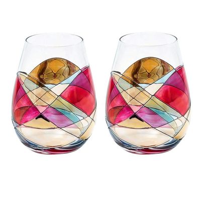 quality Handpainted Stemless Golden Luster Crystal Wine Glass , Engraved Crystal Glasses factory