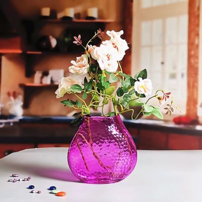 quality Home Decoration 8" Fish Style Vintage Pink Glass Vase factory