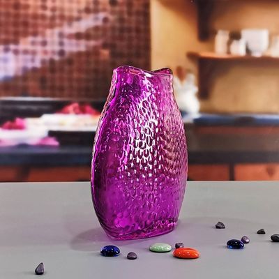 quality Home Decoration 8" Fish Style Vintage Pink Glass Vase factory