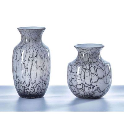 quality Marble Stripes Large Glass Vase Centerpieces factory