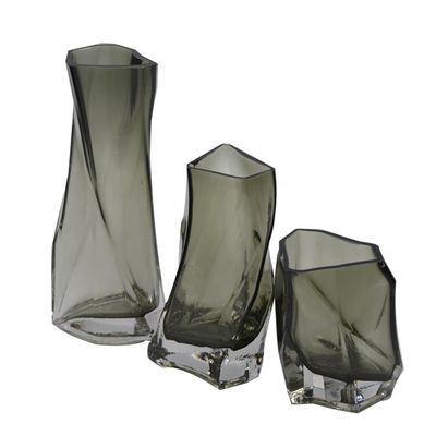 quality 3 Size Warped Grey Color Tall Centerpiece Vases factory