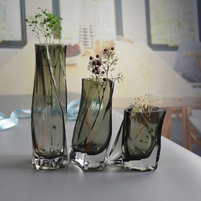 quality 3 Size Warped Grey Color Tall Centerpiece Vases factory