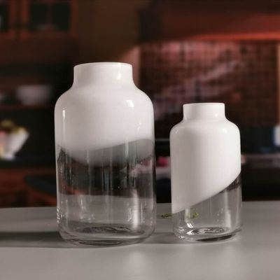 quality Hand Made Solid White Top Half Ceramic Glass Jar Vase factory