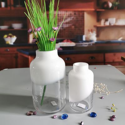 quality Hand Made Solid White Top Half Ceramic Glass Jar Vase factory