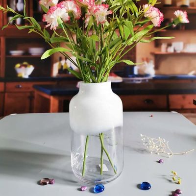 quality Hand Made Solid White Top Half Ceramic Glass Jar Vase factory