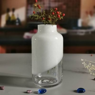 quality Hand Made Solid White Top Half Ceramic Glass Jar Vase factory