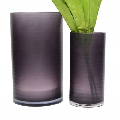quality Hand Engraved Cylinder Decorative Glass Vase ,  Cylinder Vase Centerpieces With Pattern factory