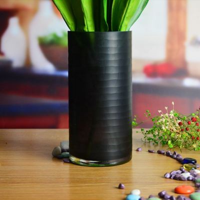quality Hand Engraved Cylinder Decorative Glass Vase ,  Cylinder Vase Centerpieces With Pattern factory